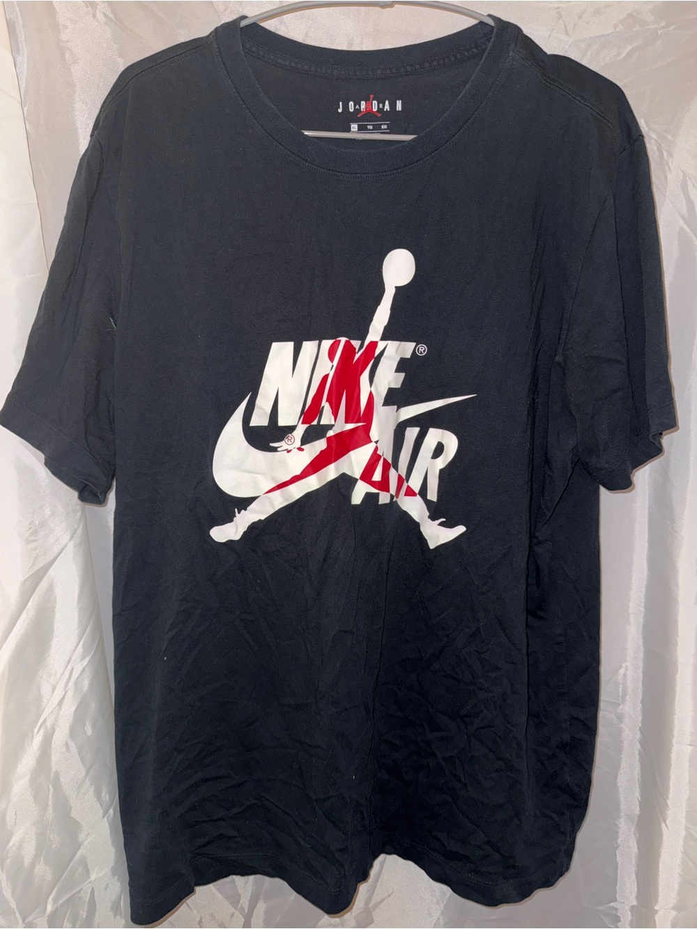Jordan Black Short Sleeve Tee with White & Red Logo